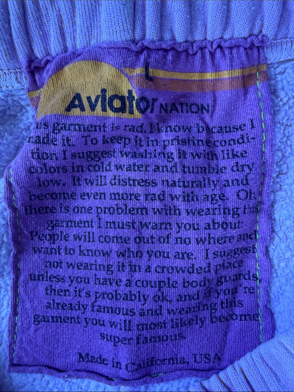 Aviator Nation Lilac Sweatpants with Accent Logo - Picture 2 of 3